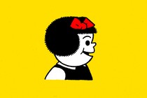Cutout from the comic strip "Nancy" on a yellow background