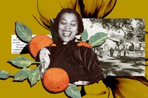 A collage that includes a photo of a smiling Zora Neale Hurston