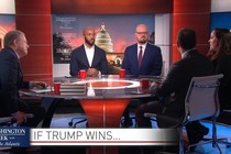 Panelists for Washington Week sitting around a table