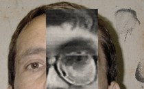 Mug shot of Jens Söring with an image overlaid of him as a young adult