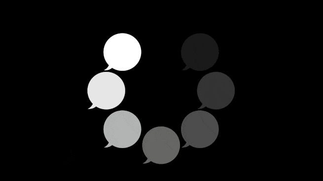 Animation of speech bubbles moving in a circle