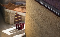 A photo of Tibetan monks at a monastery