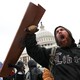 A pro-Trump supporter at the Capitol riot on January 6