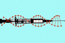 DNA helix circling a needle