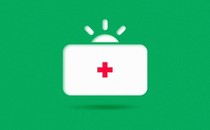 the logo of GoFundMe becomes a health kit against a green background