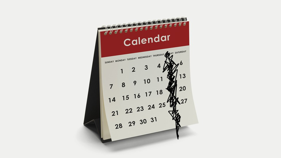 An illustration of a calendar with Fridays crossed out.