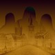 silhouette of three figures against a prague skyline