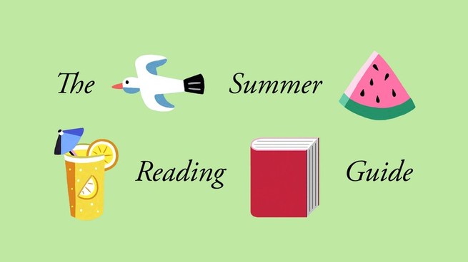 The phrase 'The Summer Reading Guide' interspersed with colorful illustrations