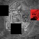 Collage of map of site where drone attack happened, picture of Biden, and two black squares