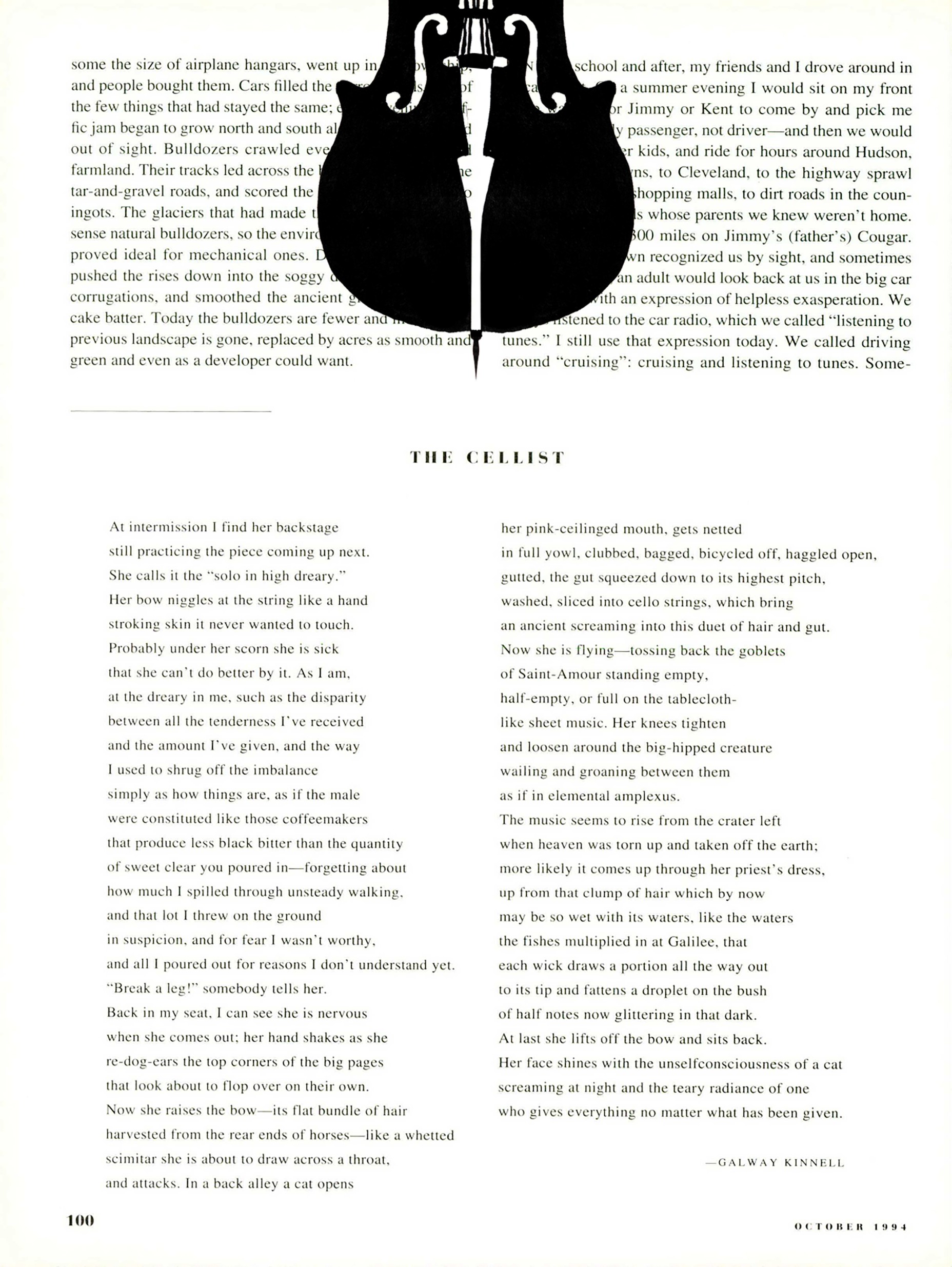 A Poem by Galway Kinnell 'The Cellist' The Atlantic