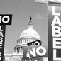 Signs that say "No Labels" in front to the Capitol building