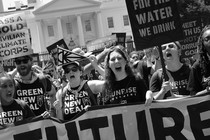 Hundreds of young climate activists rally in Lafayette Square on the north side of the White House on June 28, 2021.