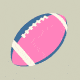 illustration of a pink white and blue football spinning