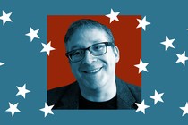 Photo of guest Gary Marcus against a blue background and white stars