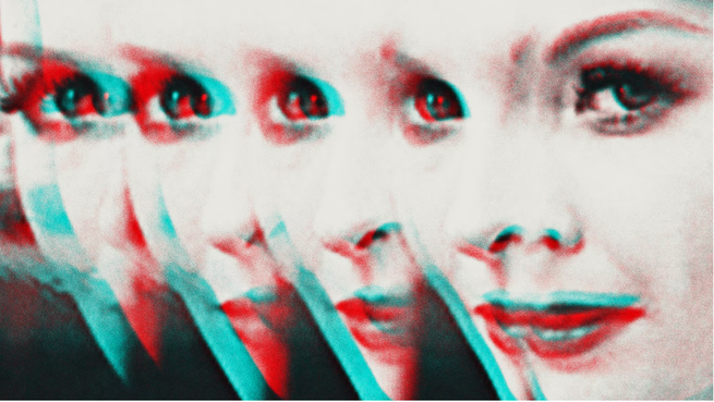 Multiple faces gazing outward