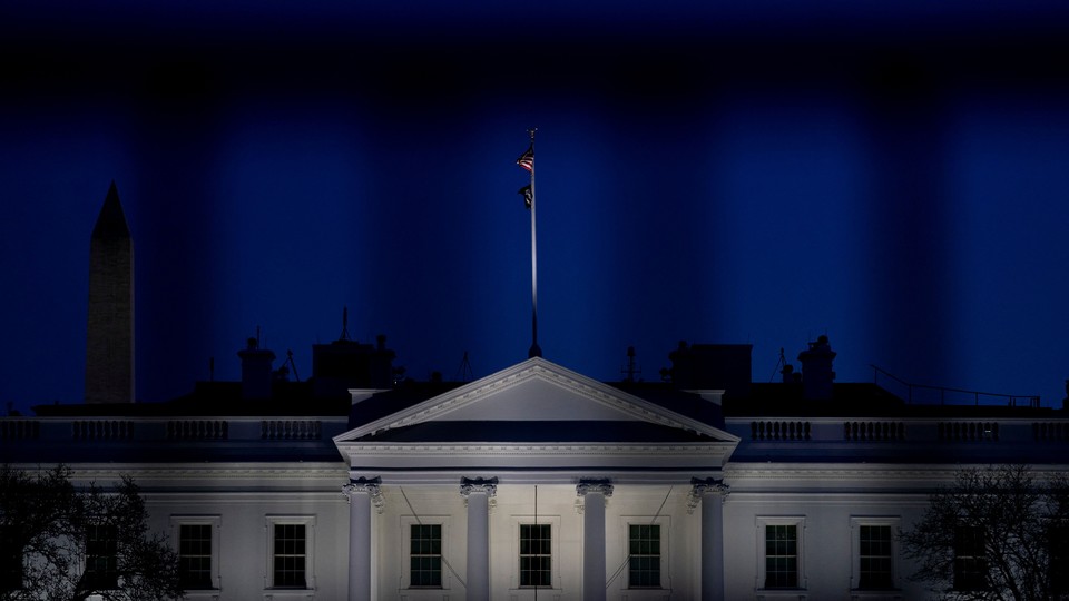 white house in the dark