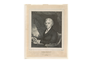 A print of President James Monroe sitting at a desk