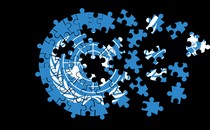 Illustration of the UN logo as an unfinished puzzle