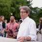 Writer Jonathan Franzen with fellow birdwatchers in Central Park