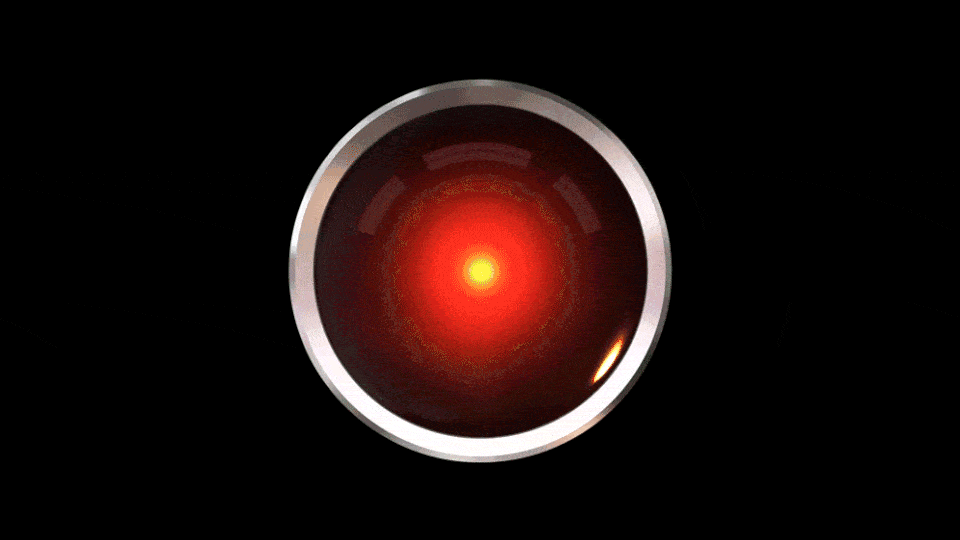 Animation of HAL's red eye transitioning to green