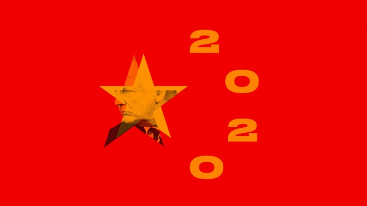 A version of the Chinese flag that imposes President Donald Trump's image and the number 2020 onto the stars.