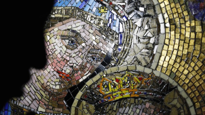 An image of the Virgin Mary at the Virgin Mary Church in Mostorod, east of Cairo