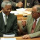 President Nelson Mandela talks to fellow veteran politician Ahmed Kathrada.