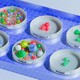 A photo of petri dishes from different animals filled with varying amounts of bacteria