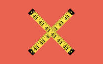 An illustration of an 'X" made with tape measures