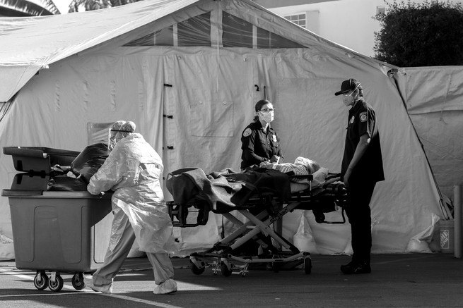 Medics waiting to go into hospital
