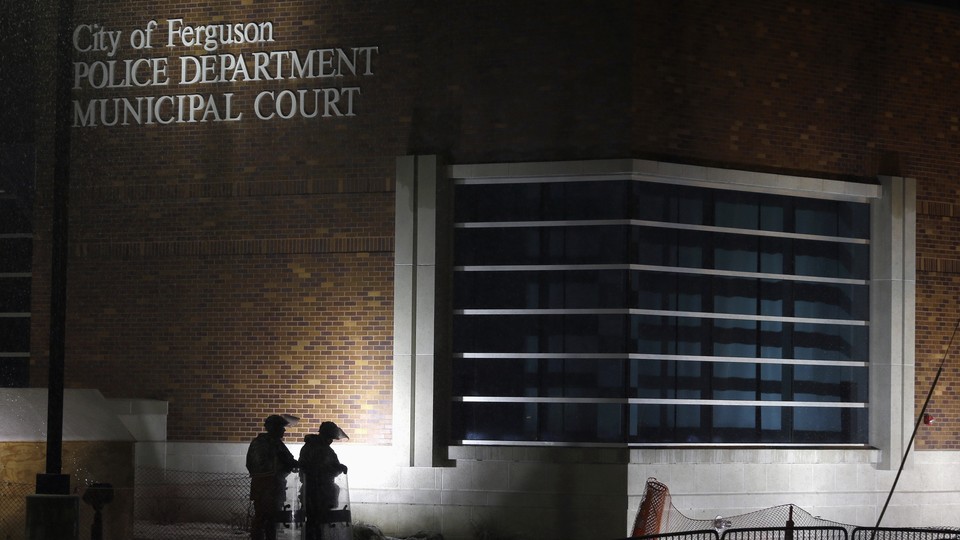 The exterior of the Ferguson, Missouri, municipal court