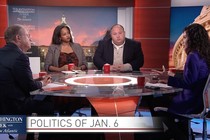 Jeffrey Goldberg with Jerusalem Demsas, Josh Dawsey, Laura Barrón-Lopez, and Peter Baker, discussing the politics of January 6 on Washington Week