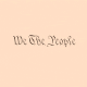 An orange background with black text that says "we the people"