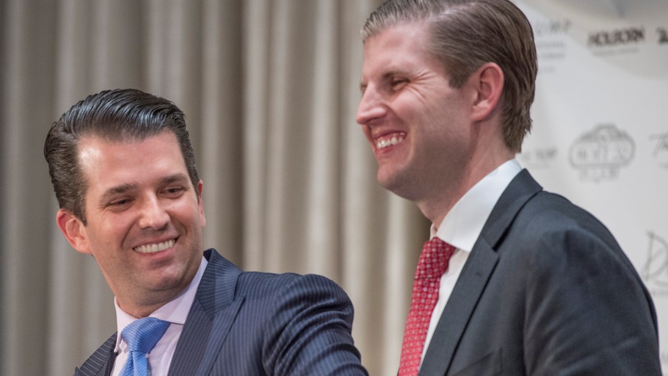 Donald Trump Jr. and Eric Trump at the grand opening of the Trump International Hotel and Tower in Vancouver