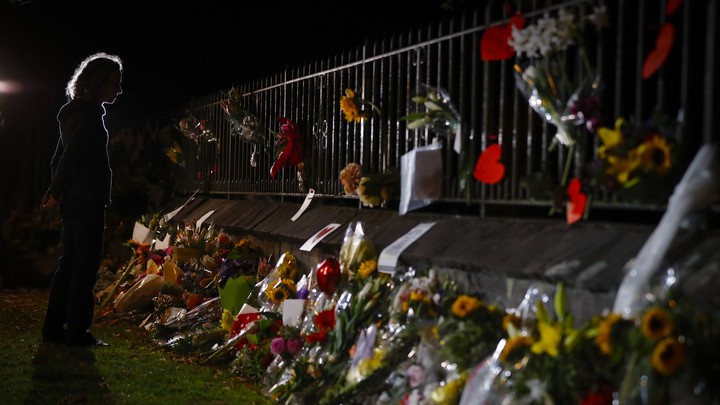 A makeshift memorial near the Masjid Al Noor mosque in Christchurch, New Zealand