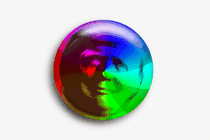 Trump's face in an Apple rainbow spinning wheel