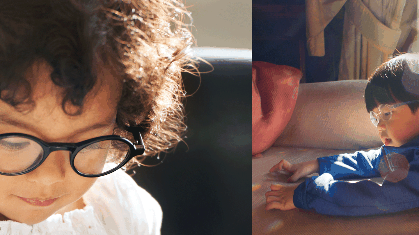 Photos of two young children with glasses