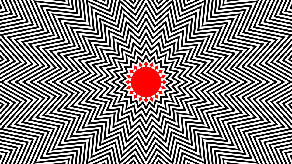 an illustration of a viral particle on an optical-illusion-like background