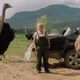 Karen Espersen with ostriches at her farm