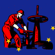 An illustration of a Soviet-style worker turning off a giant spigot