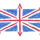 A drawing of the Union Jack with the red lines turned into arrows pointing outward