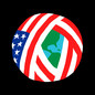 An illustration of the globe wrapped in an American flag