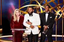 Christina Applegate and Anthony Anderson at the 75th Primetime Emmy Awards