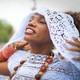 Women at a festival honoring an African goddess in February 2018