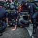 Police arrest a protester at a demonstration for Black Lives Matter in Los Angeles on May 29, 2020.