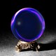 Image of a crystal ball on a stand, filled with black and swirling purple.