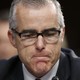 Former FBI Deputy Director Andrew McCabe, wearing glasses, at a Senate hearing