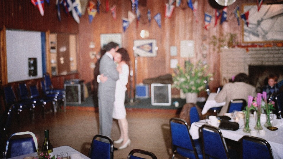 A couple dancing at their wedding