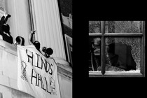 Student protesters occupying a building at Columbia University