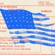An illustration of an American flag over a State of Michigan court document.